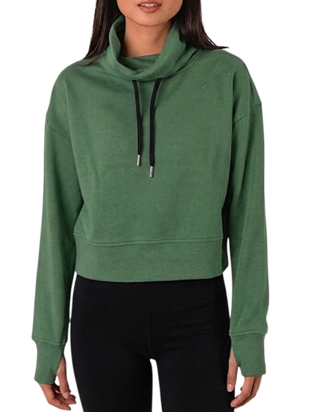The NxTSTOP green funnel neck cropped oversize drop shoulder travel sweatshirt S